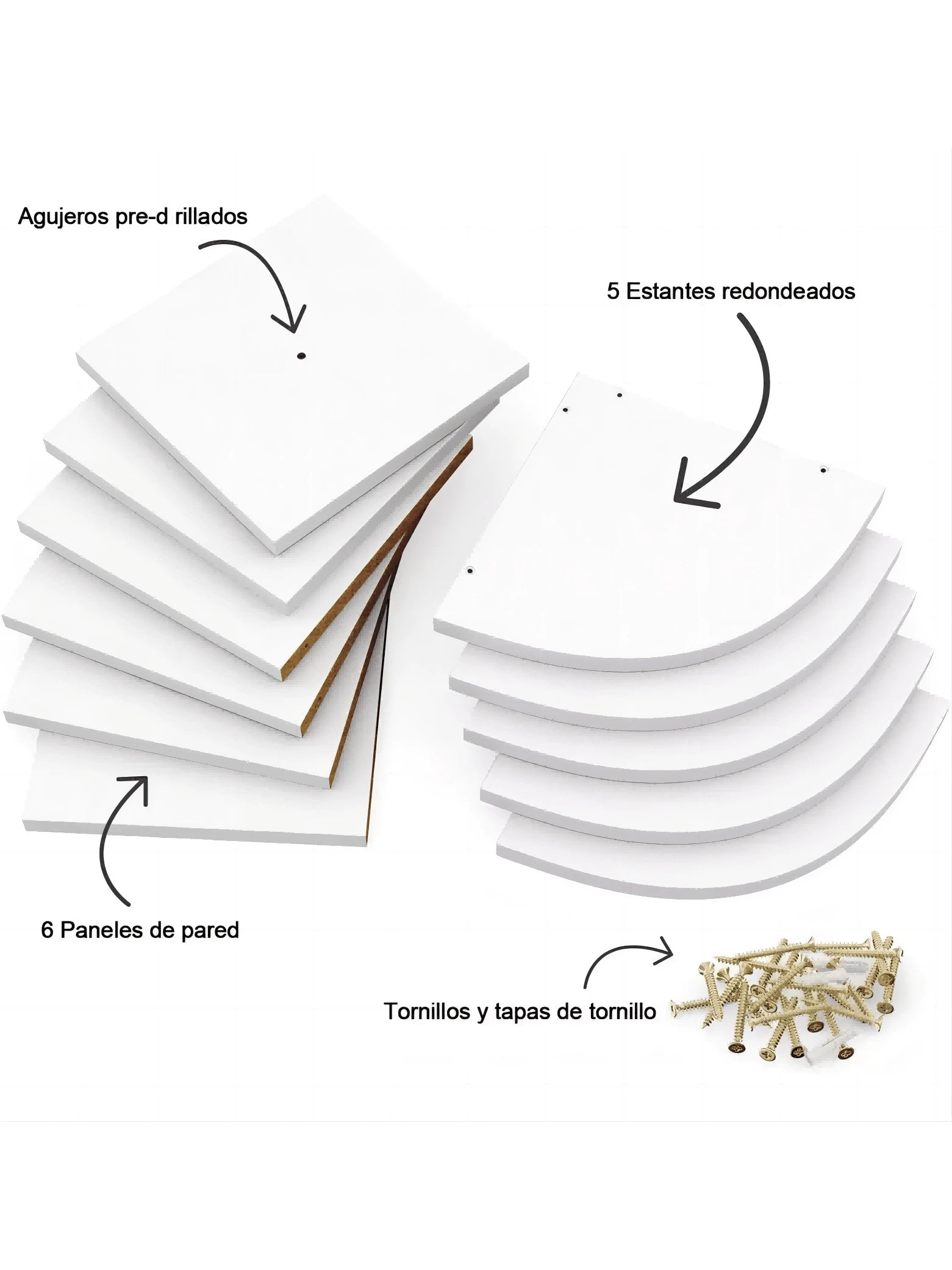 Estantería flotante de 5 niveles para esquina