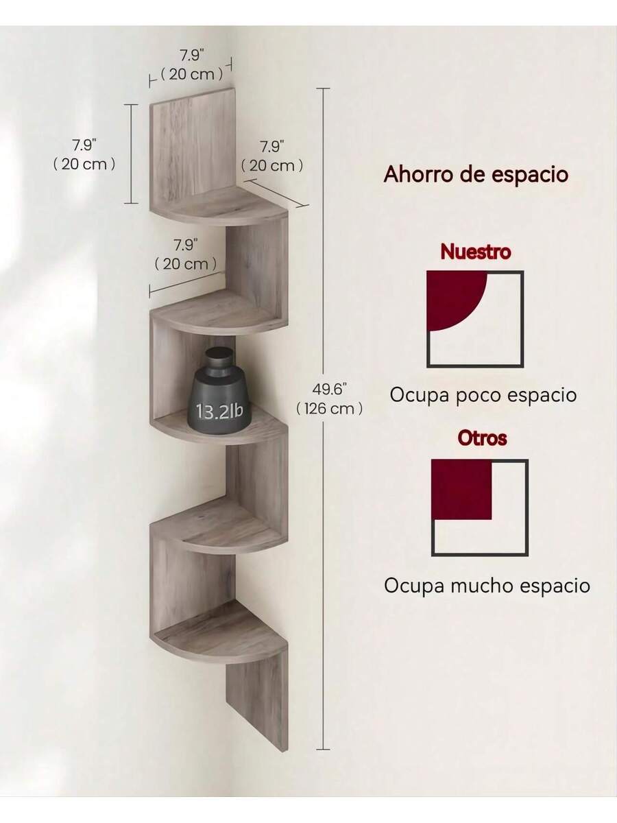 Estantería flotante de 5 niveles para esquina