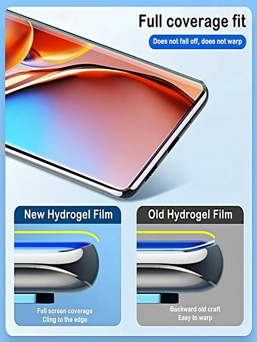 3 piezas de película de hidrogel 3D curva HD
