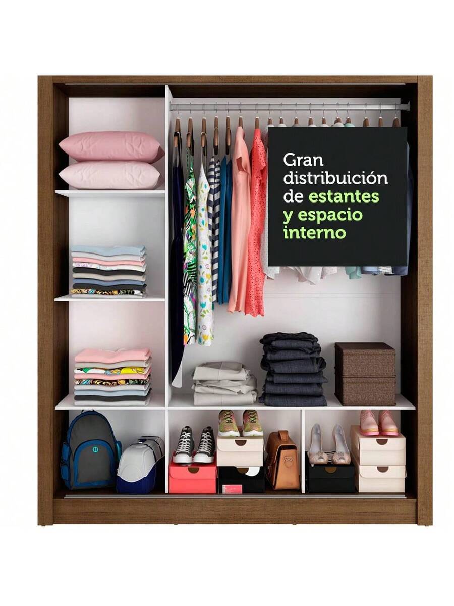 Ropero Closet Madesa Mônaco 3 Puertas 1 Espejo