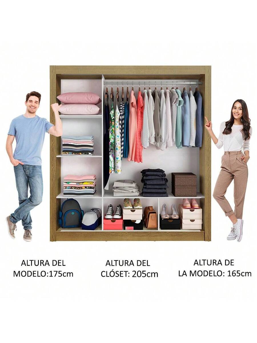Ropero Closet Madesa Mônaco 3 Puertas 1 Espejo