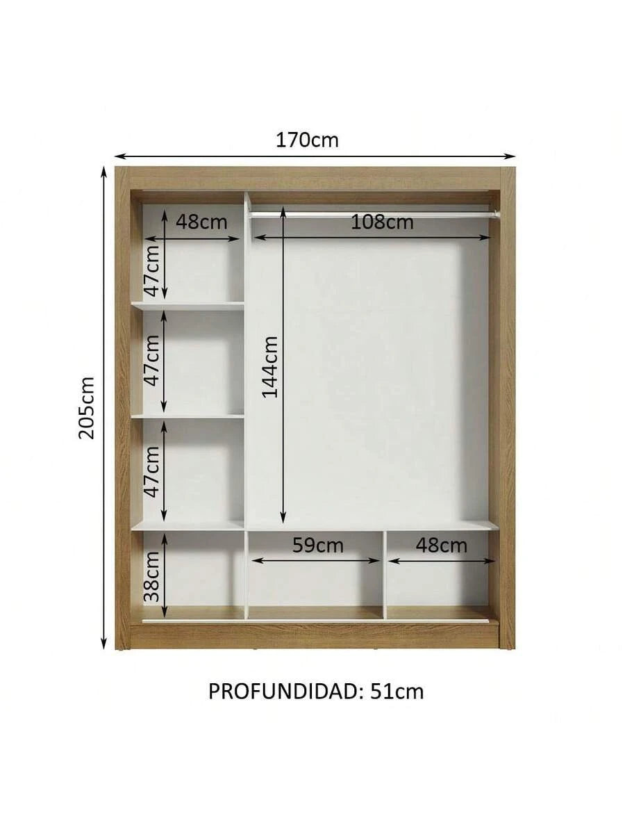 Ropero Closet Madesa Mônaco 3 Puertas 1 Espejo