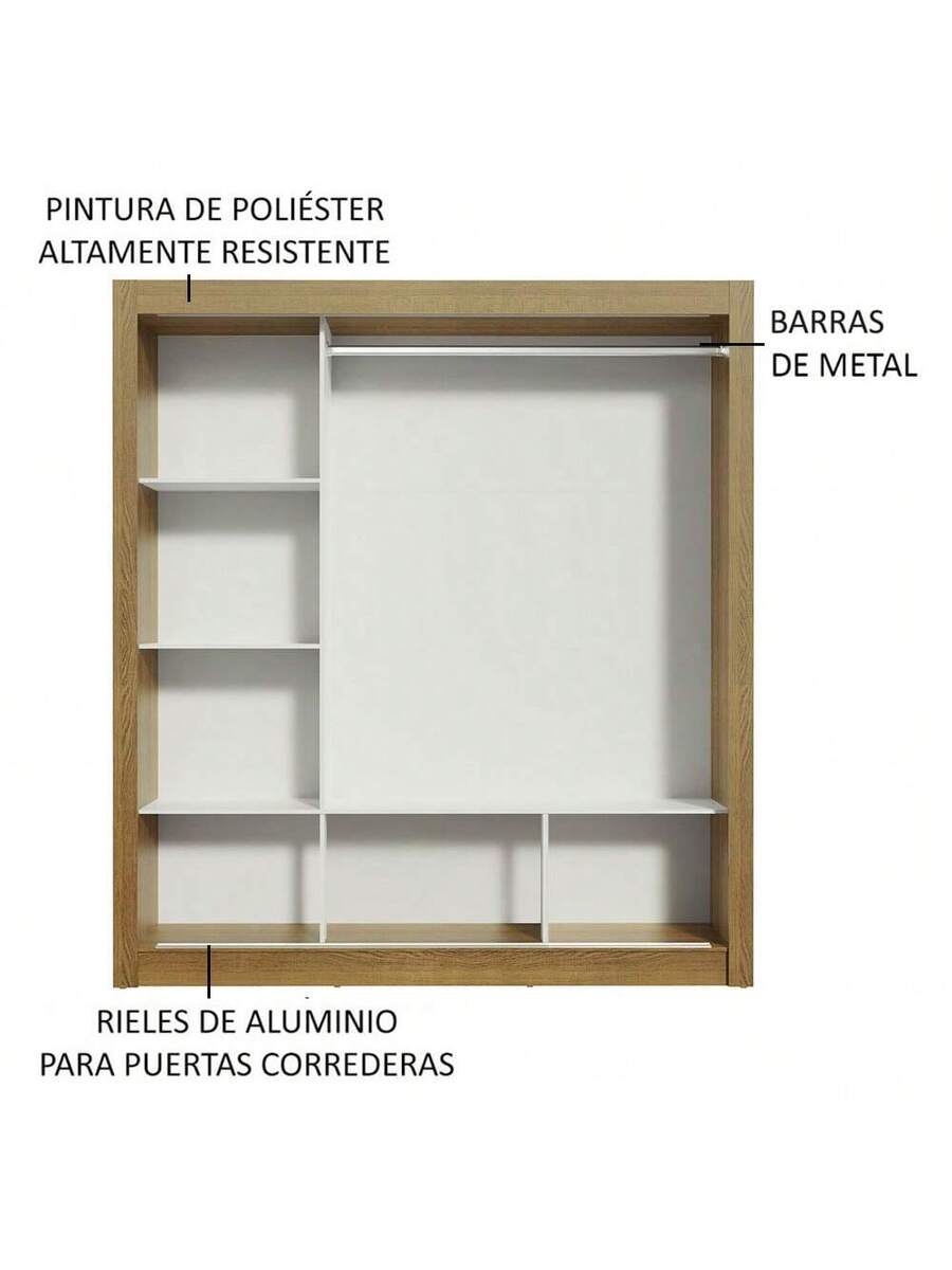 Ropero Closet Madesa Mônaco 3 Puertas 1 Espejo