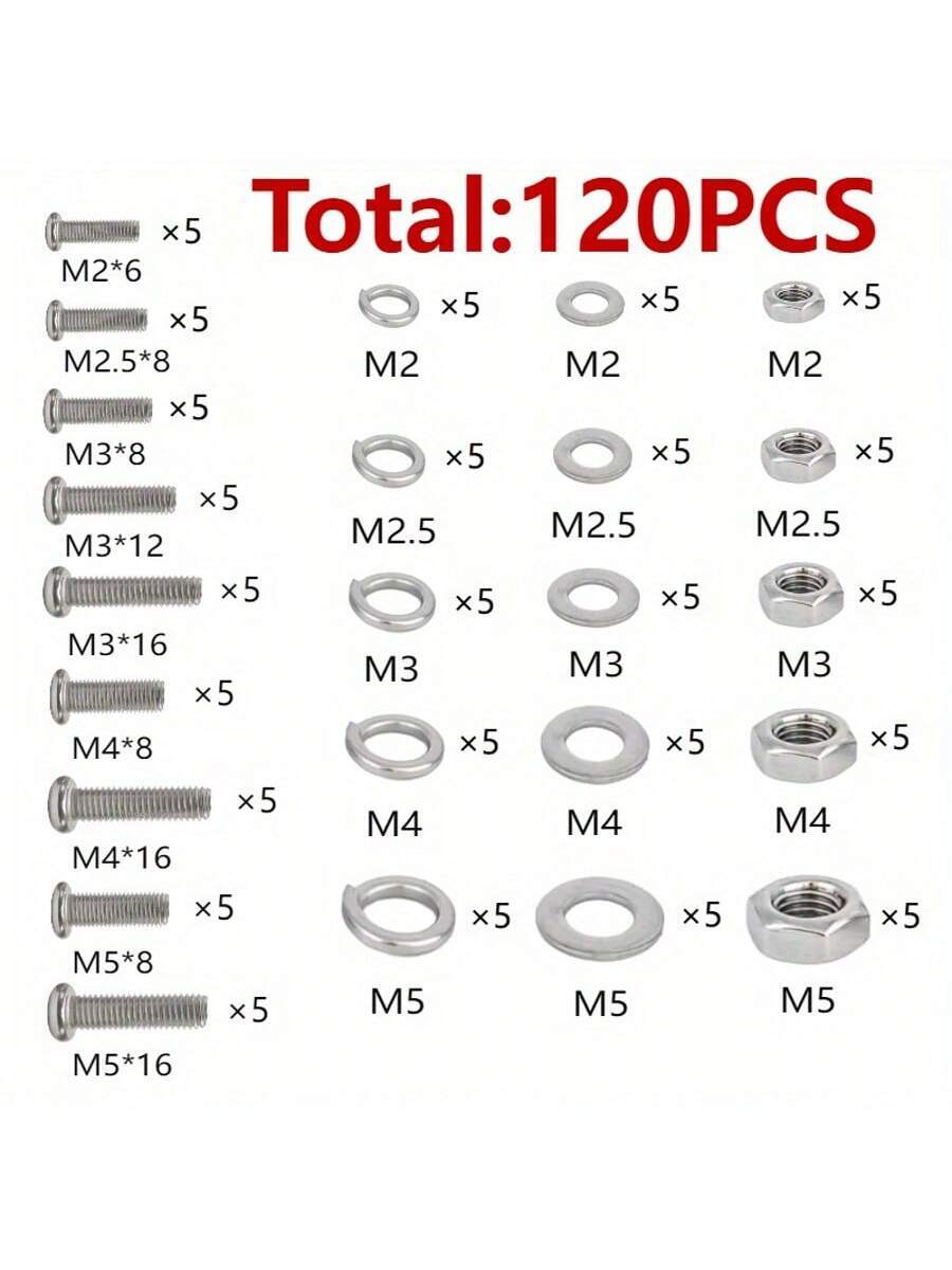 380 piezas Juego de tuercas y pernos hexagonales