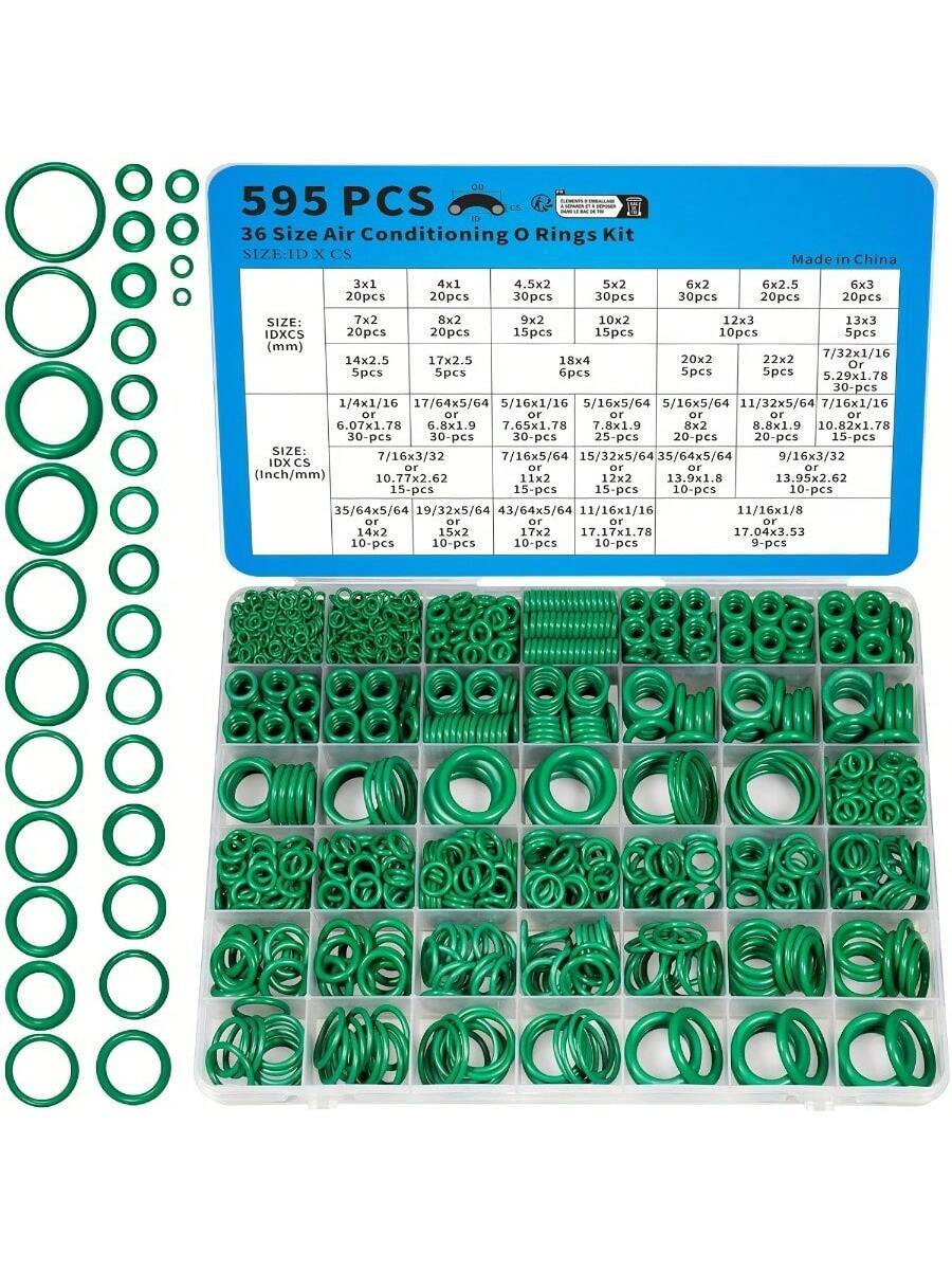 595 piezas Juego de Aros Tóricos - Forma redonda, Goma sintética