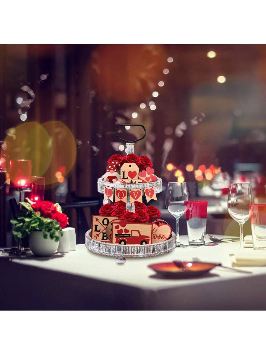 Bandeja escalonada para decoración de San Valentín