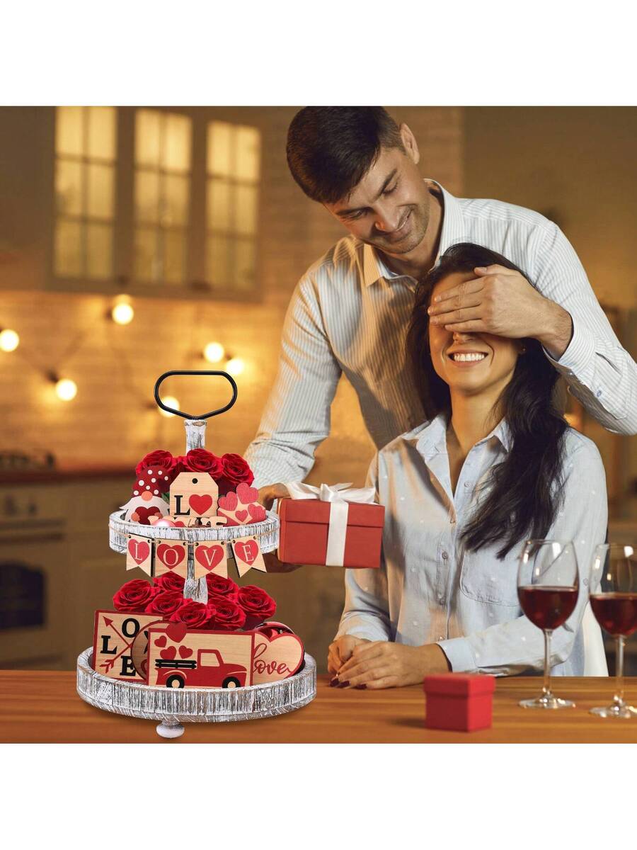 Bandeja escalonada para decoración de San Valentín