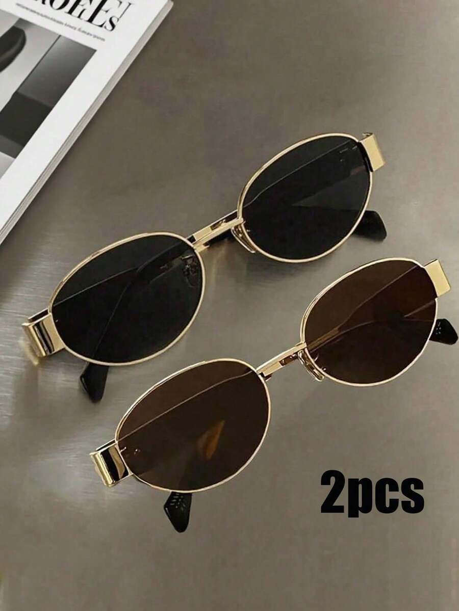 gafas con montura de metal ovalada vintage