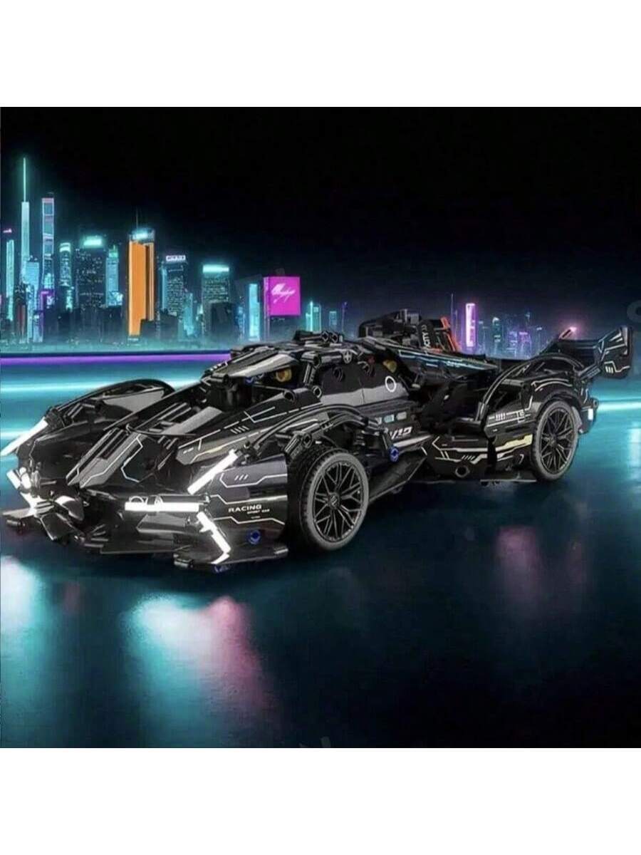 1560 piezas Modelo de coche de carreras negro