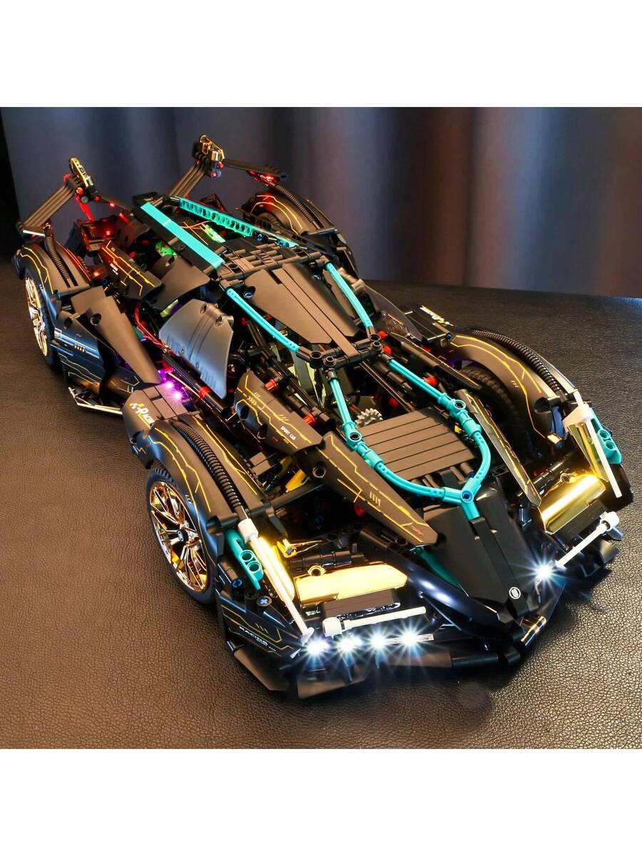 1560 piezas Modelo de coche de carreras negro