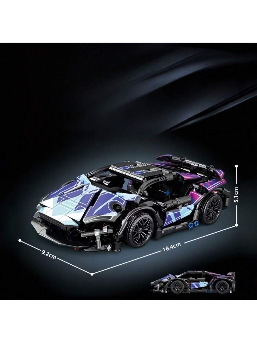 1560 piezas Modelo de coche de carreras negro