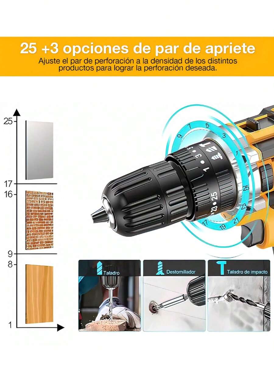 Taladro Eléctrico Inalámbrico Con 2 Baterías