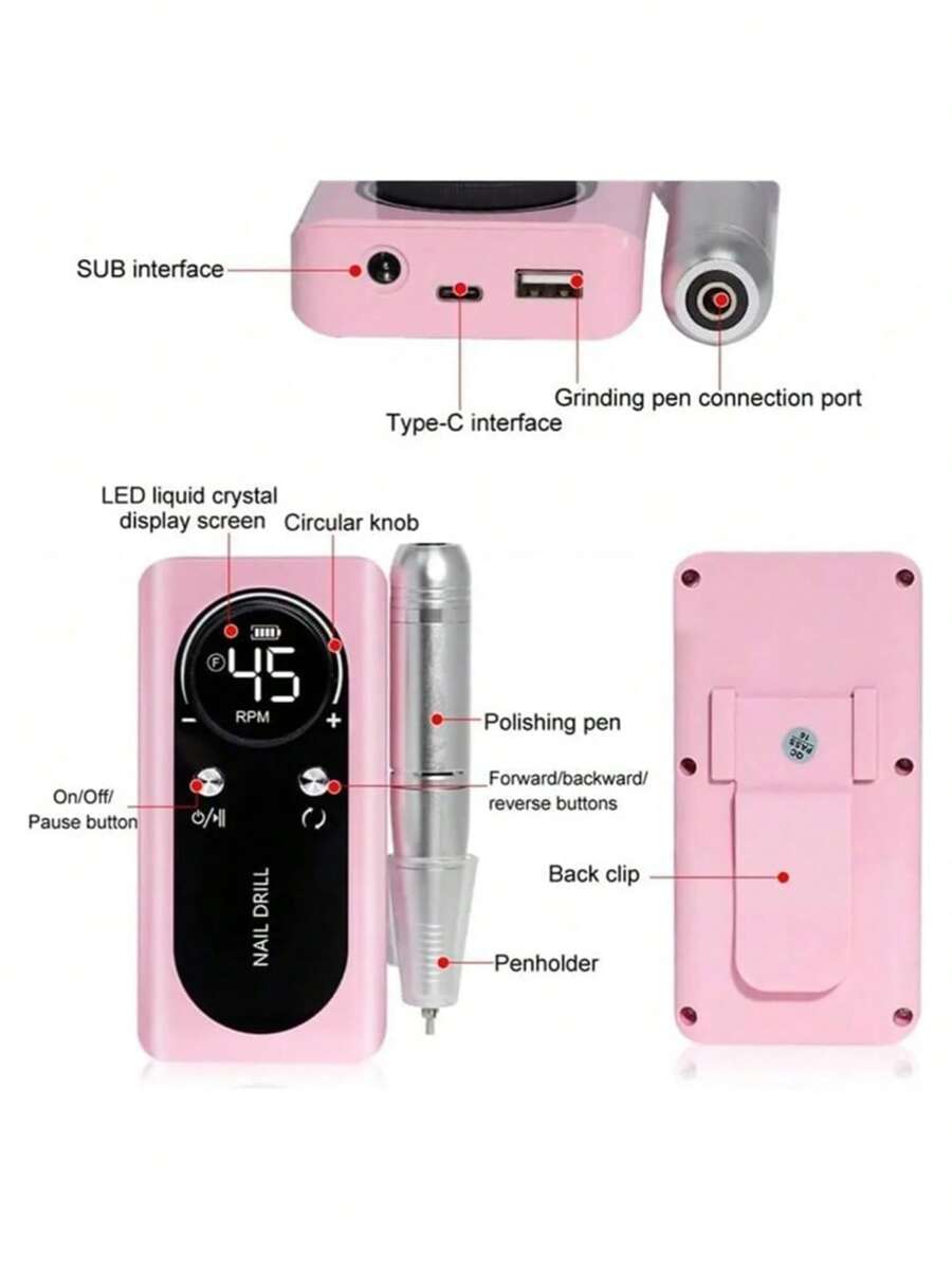 Pulidor Esmeril Drill Uñas Profesional Taladro 45000 Rpm