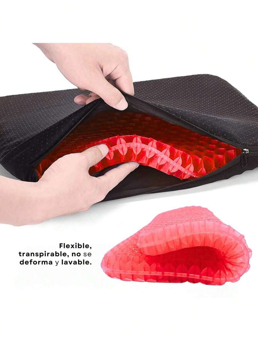 Cojin Gel Silicon Asiento con Funda Flexible + Respaldo Lumbar