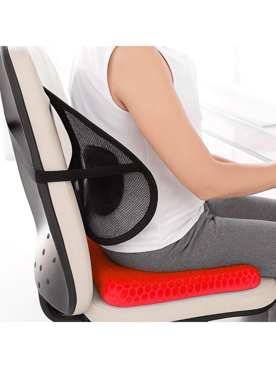 Cojin Gel Silicon Asiento con Funda Flexible + Respaldo Lumbar