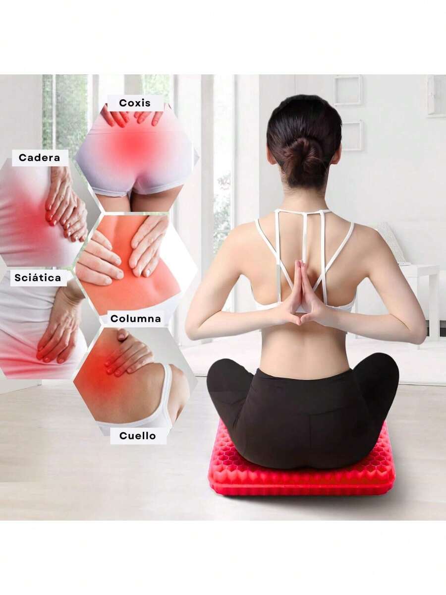 Cojin Gel Silicon Asiento con Funda Flexible + Respaldo Lumbar