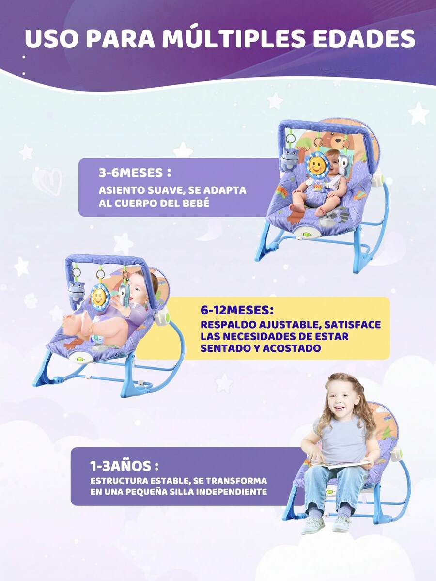 Silla mecedora multifuncional para bebés