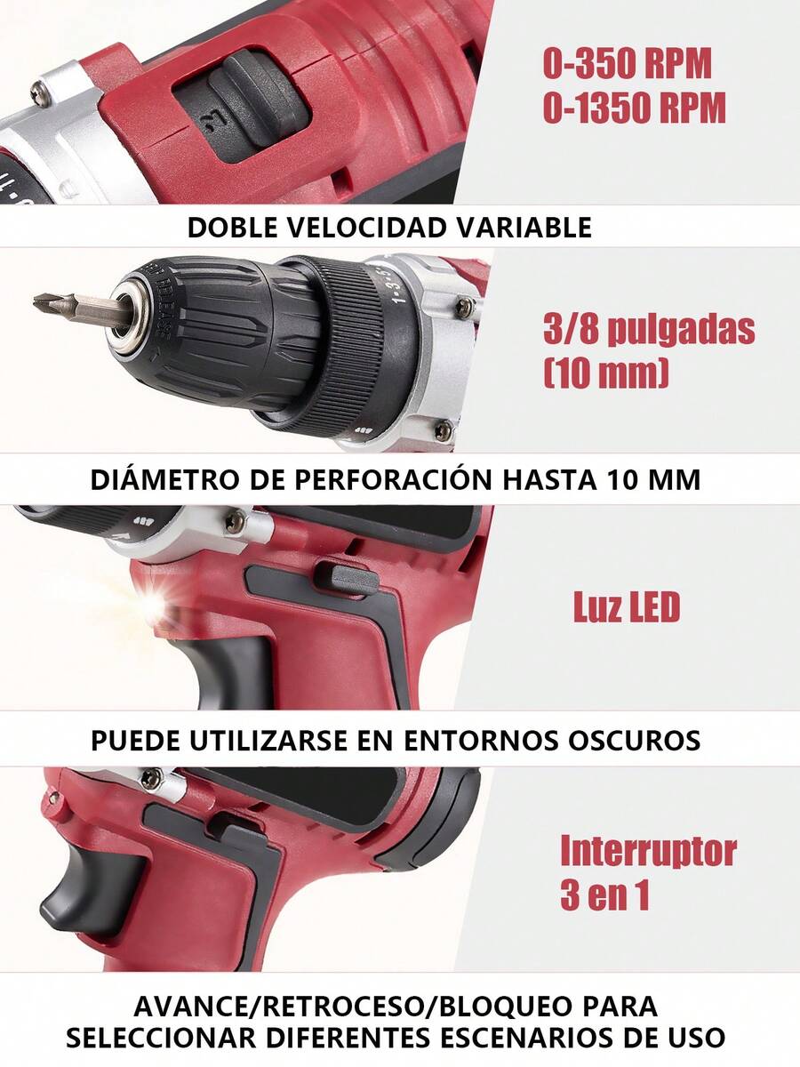 Kit De Taladro Inalámbrico Destornillador Eléctrico Pinchan
