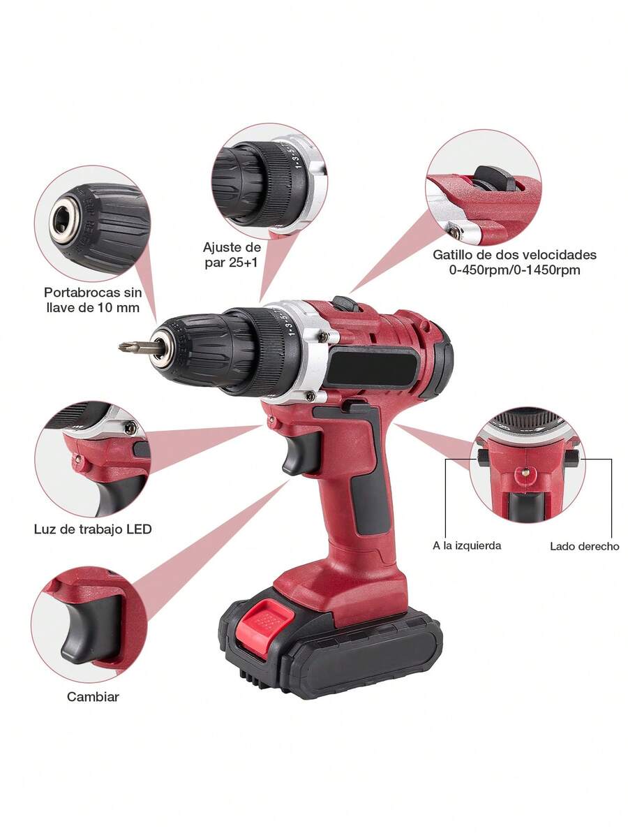 Kit De Taladro Inalámbrico Destornillador Eléctrico Pinchan