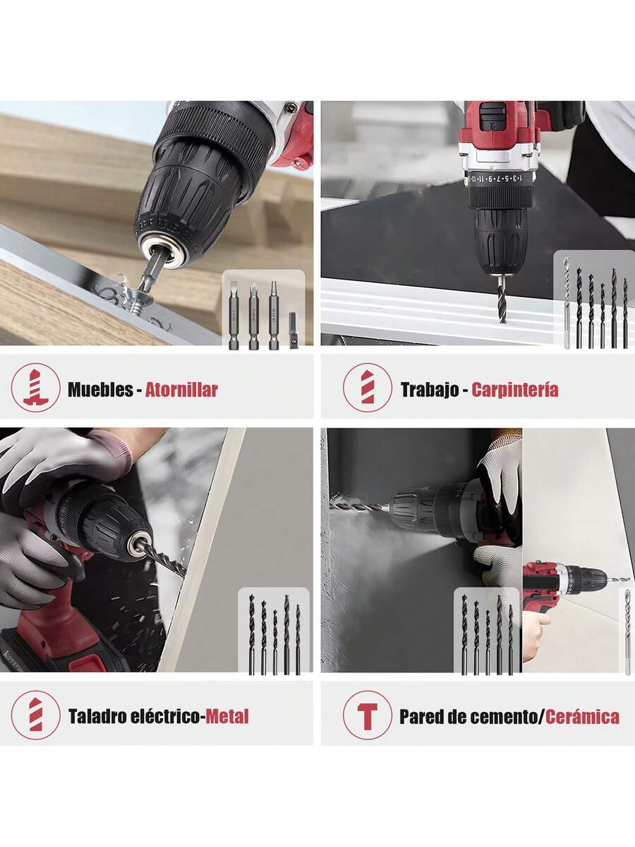 Kit De Taladro Inalámbrico Destornillador Eléctrico Pinchan