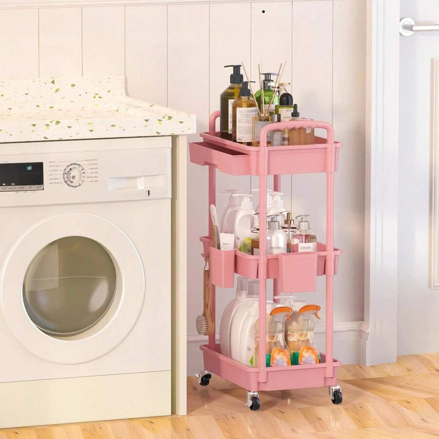 Organizador de carrito utilitario de 3 niveles con cajón extraíble
