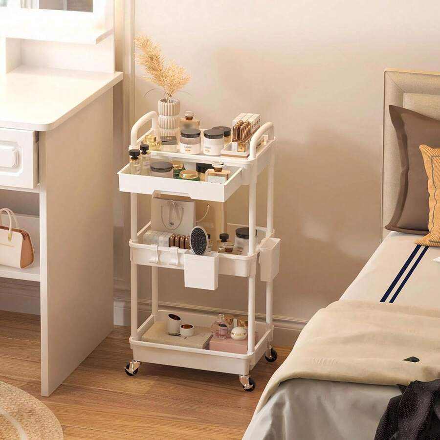 Organizador de carrito utilitario de 3 niveles con cajón extraíble