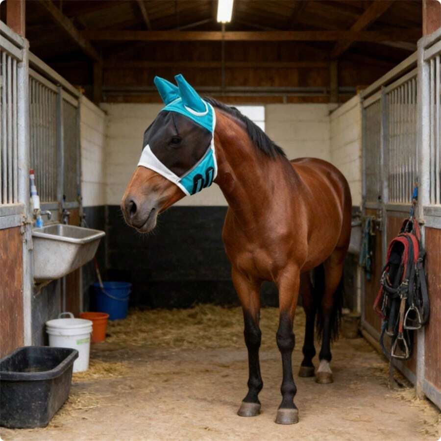 Máscara anti-moscas para caballos