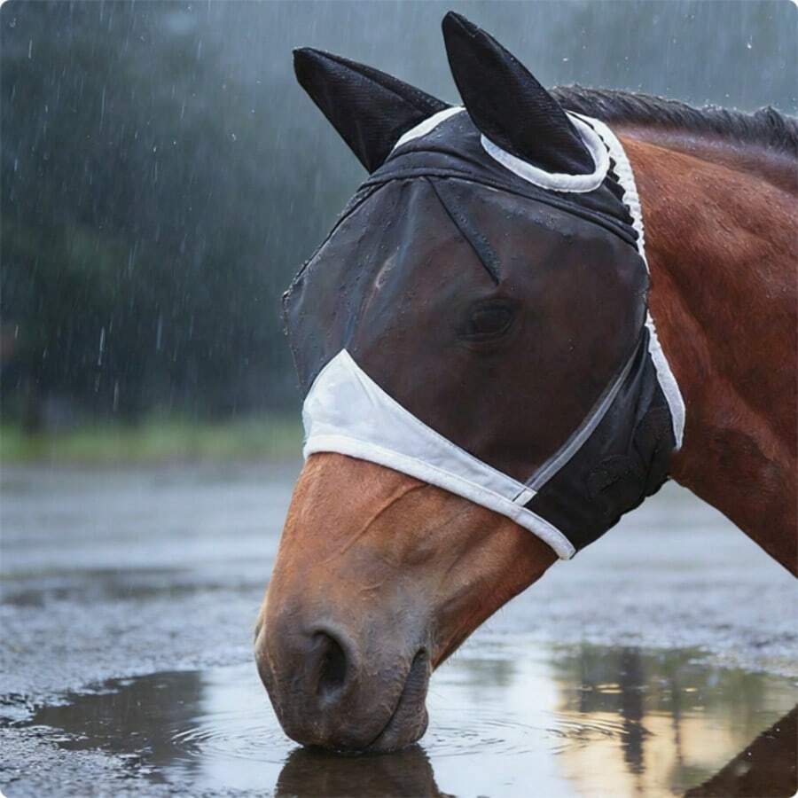 Máscara anti-moscas para caballos