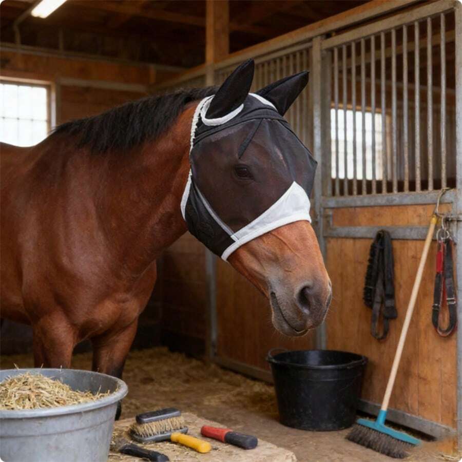 Máscara anti-moscas para caballos