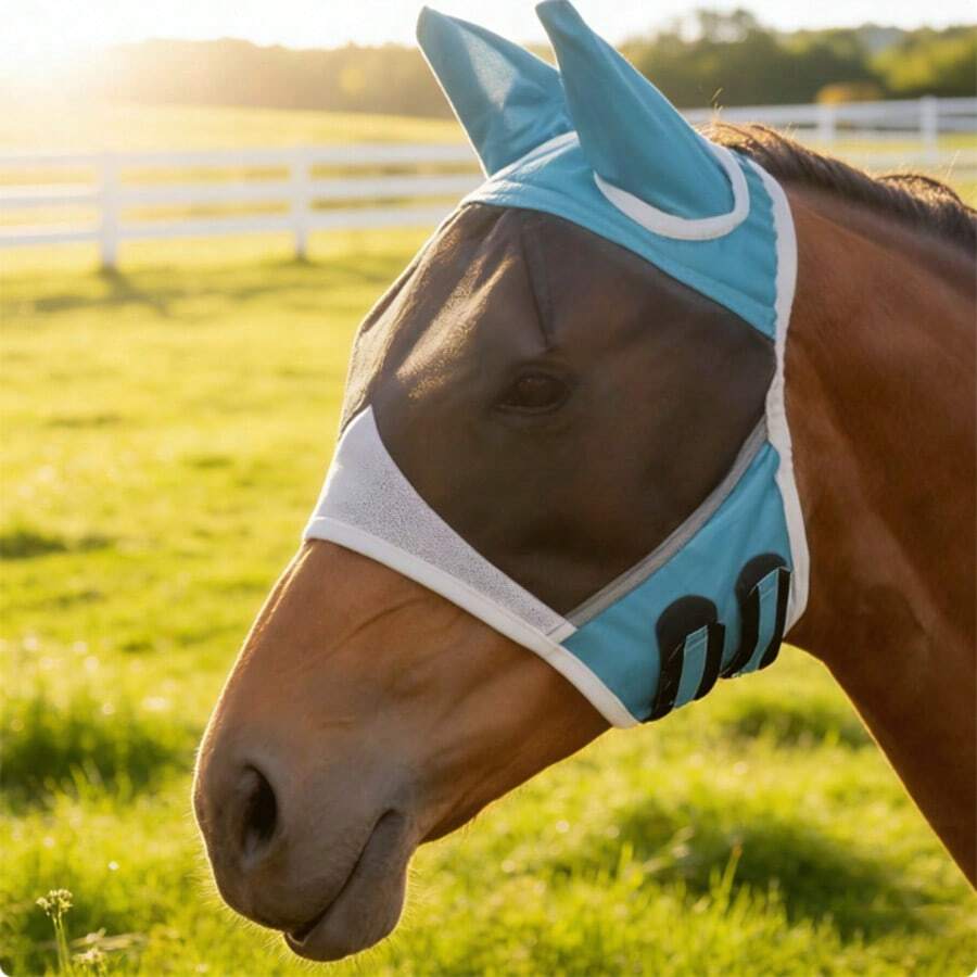 Máscara anti-moscas para caballos