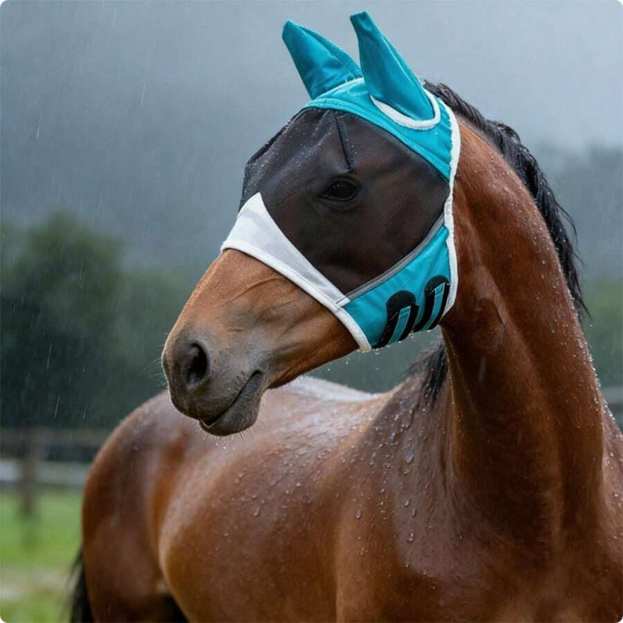 Máscara anti-moscas para caballos