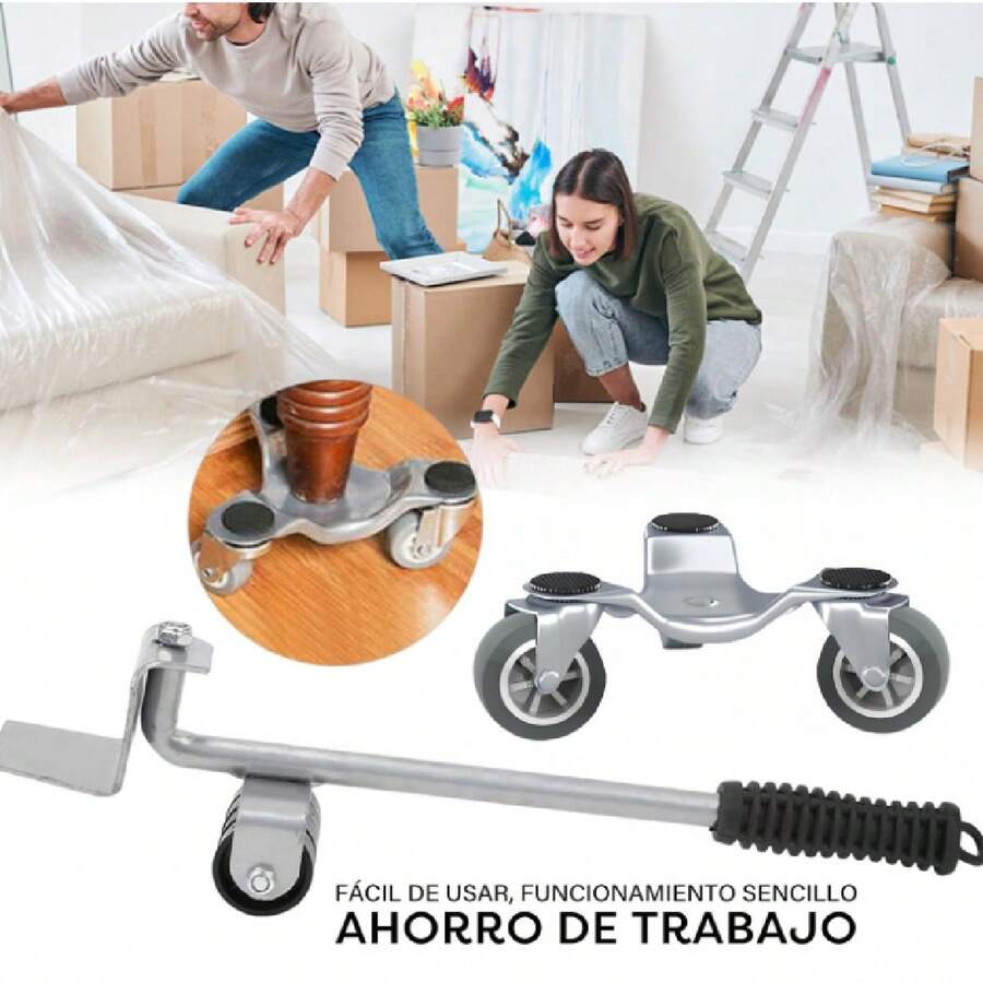 Juego de tres plataformas de acero con elevador