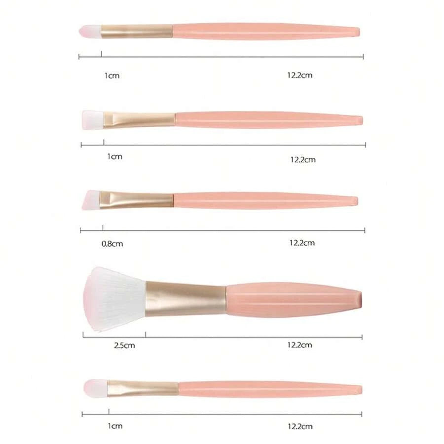 5 pinceles de maquillaje con espejo