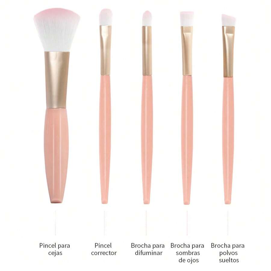 5 pinceles de maquillaje con espejo