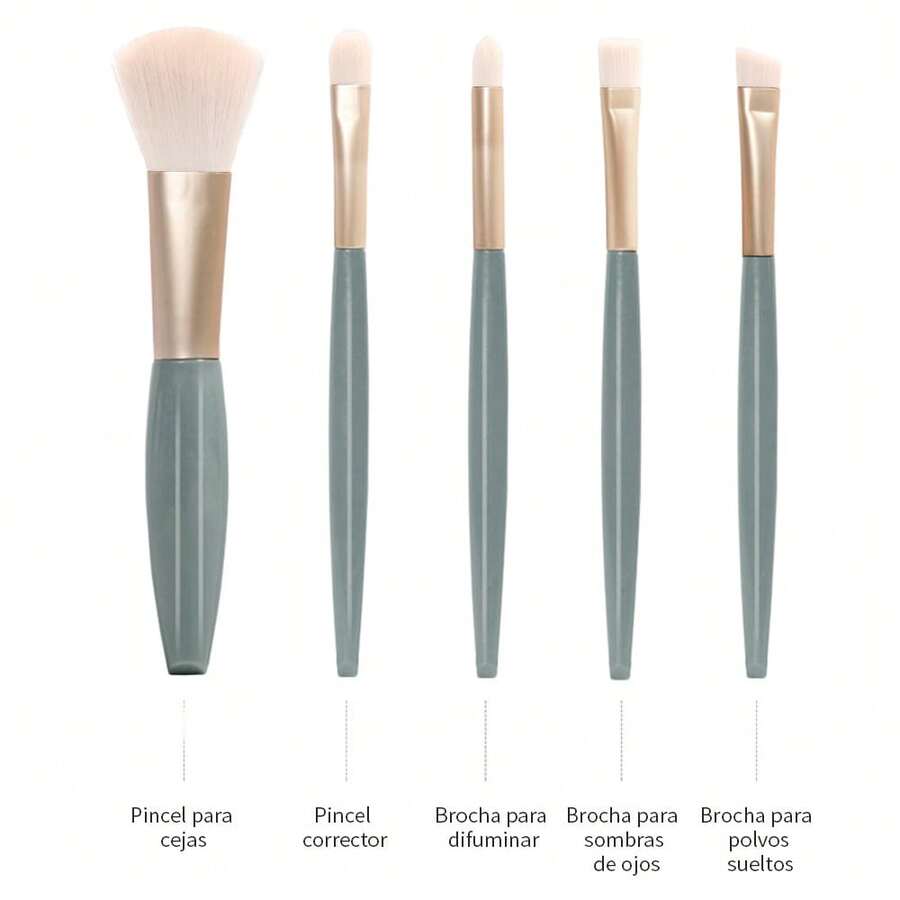 5 pinceles de maquillaje con espejo