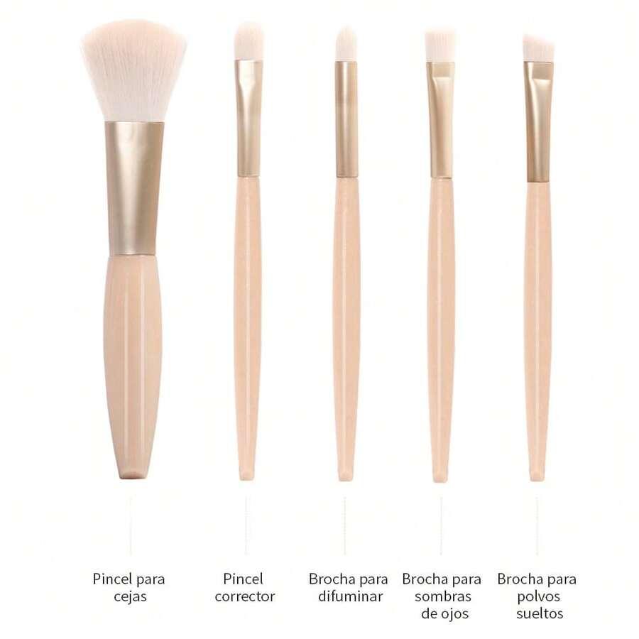 5 pinceles de maquillaje con espejo