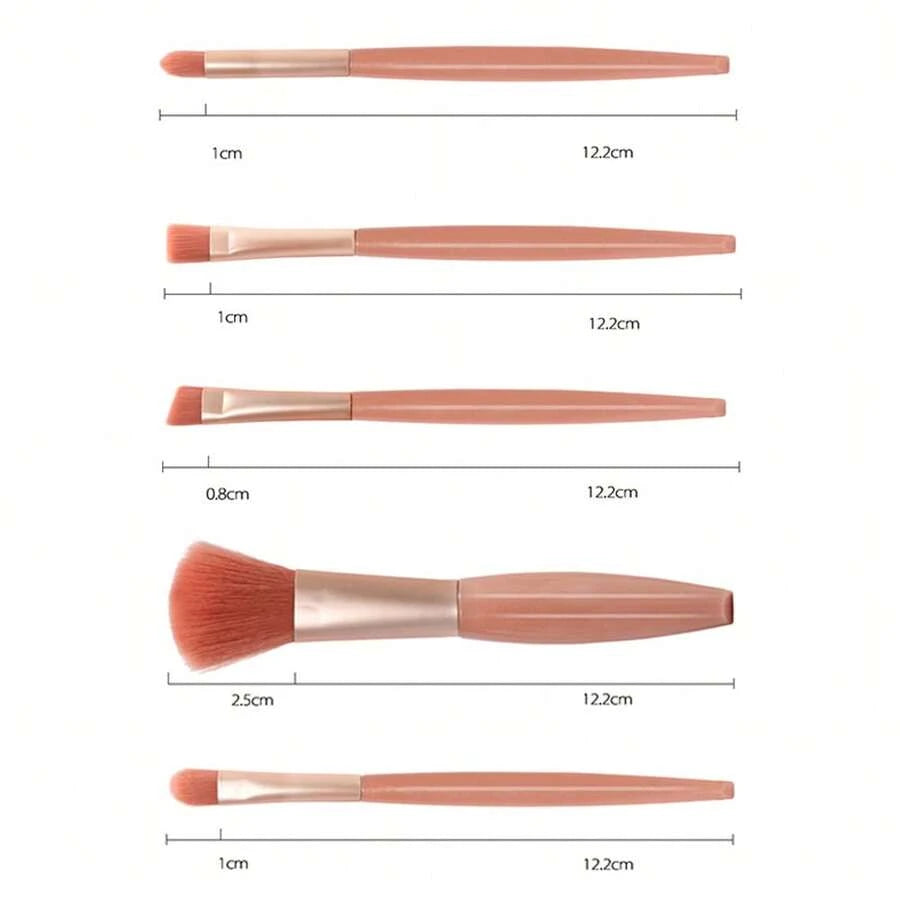 5 pinceles de maquillaje con espejo