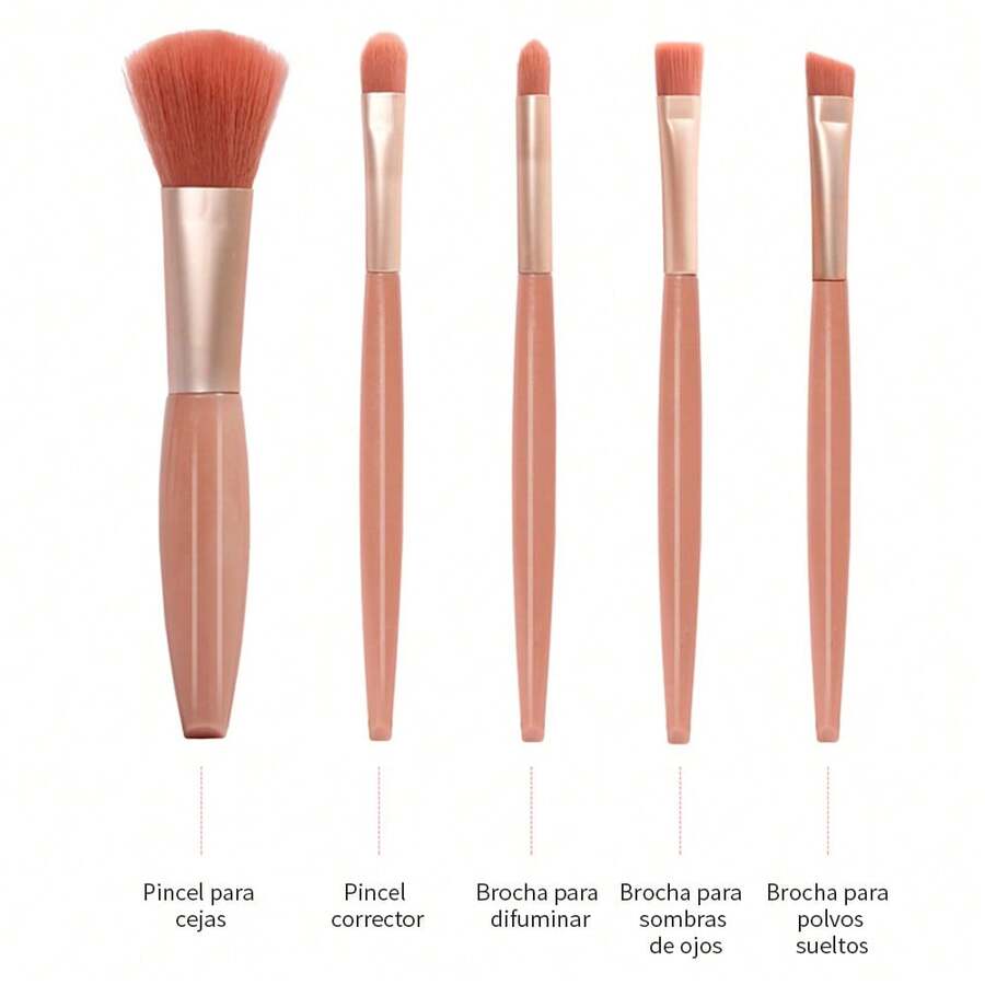 5 pinceles de maquillaje con espejo