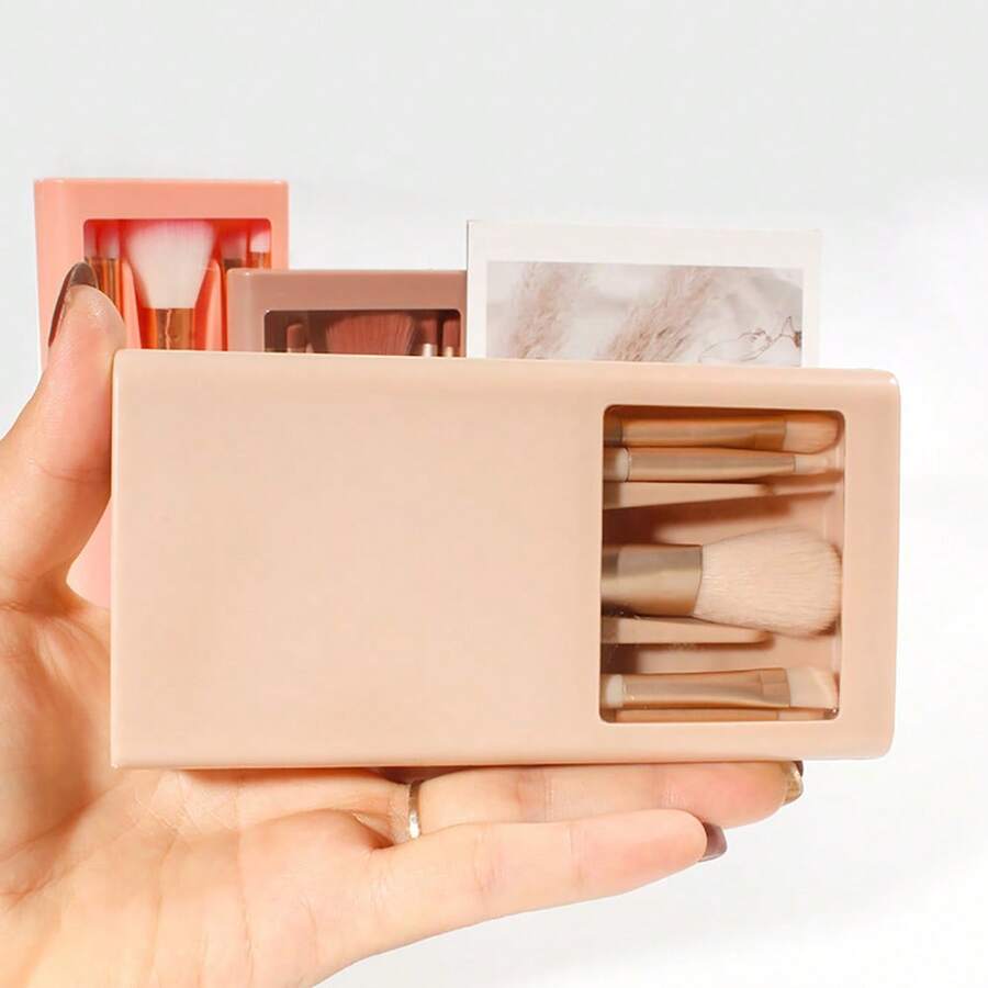 5 pinceles de maquillaje con espejo