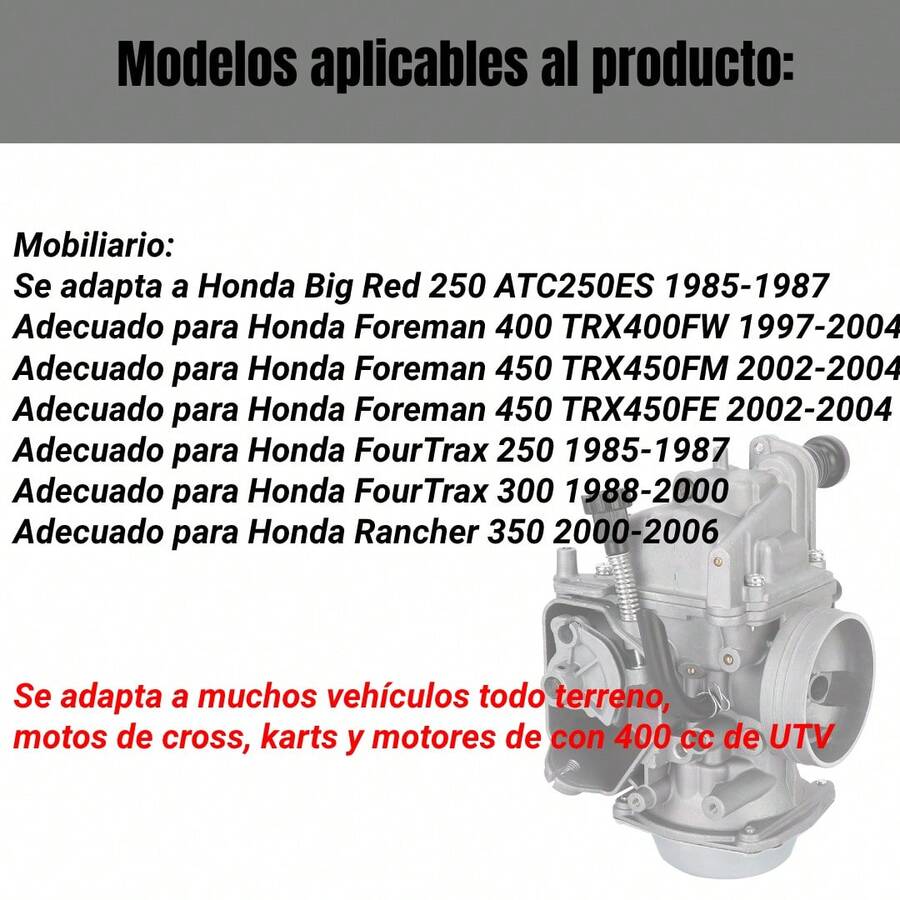 Carburador Para Trx300, Trx350, Trx400, Atc250 Y Trx250, Compatible Con Muchos Vehículos Todoterreno, Motos Todoterreno, Karts Y Vehículos Utilitarios Todoterreno Con Motores De 400 Cc