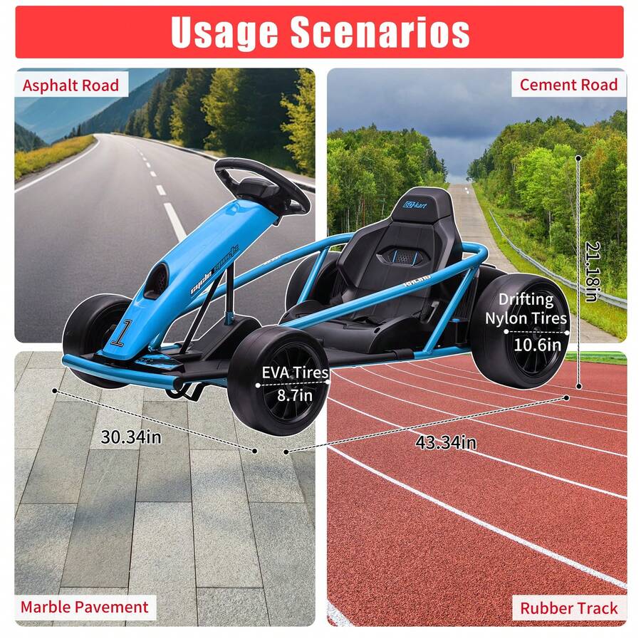 Go Kart Eléctrico 24V con Doble Motor 300W
