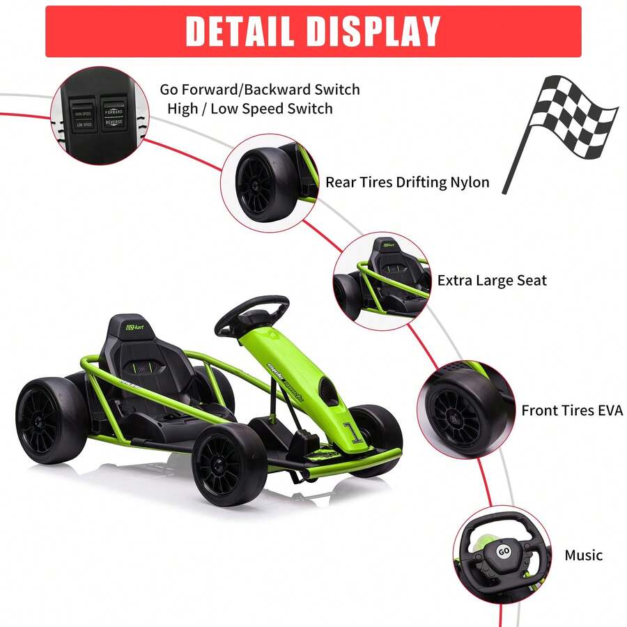 Go Kart Eléctrico 24V con Doble Motor 300W
