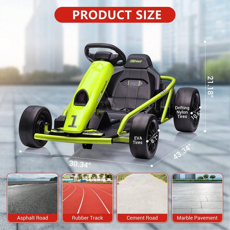 Go Kart Eléctrico 24V con Doble Motor 300W