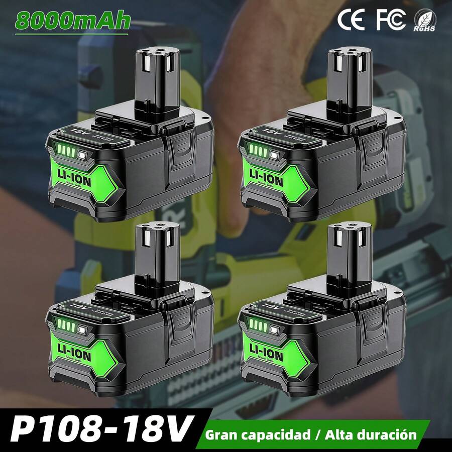 Ryobi Batería de iones de litio 18V 8.0Ah P108-18V de repuesto