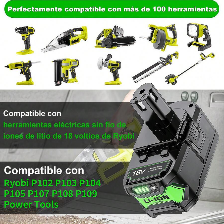 Ryobi Batería de iones de litio 18V 8.0Ah P108-18V de repuesto
