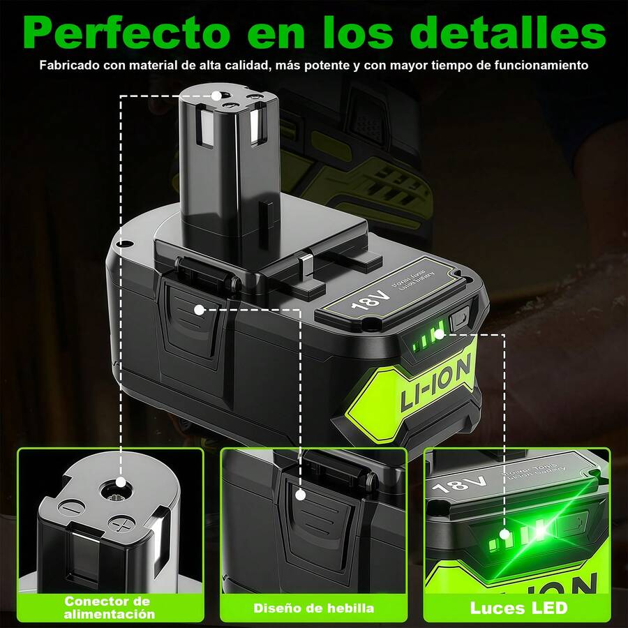 Ryobi Batería de iones de litio 18V 8.0Ah P108-18V de repuesto