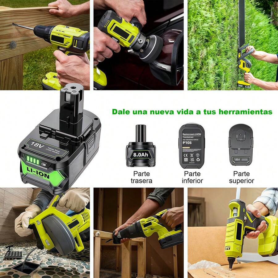 Ryobi Batería de iones de litio 18V 8.0Ah P108-18V de repuesto