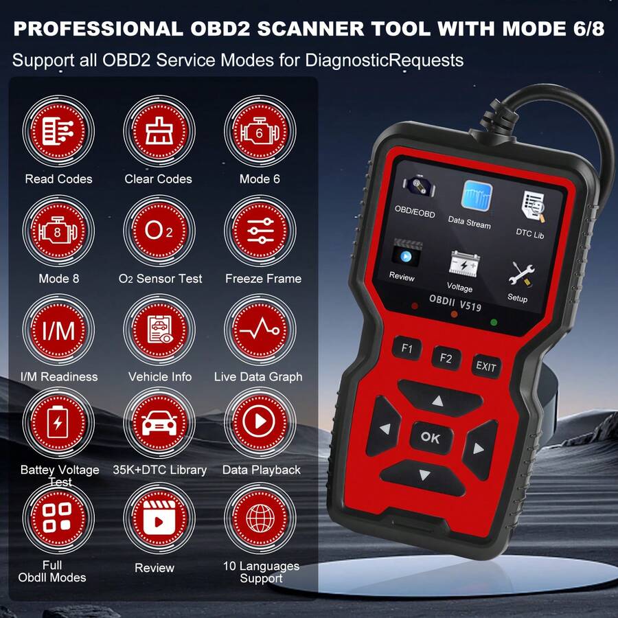 V519 Escáner profesional OBD2 - Herramienta de diagnóstico automotriz