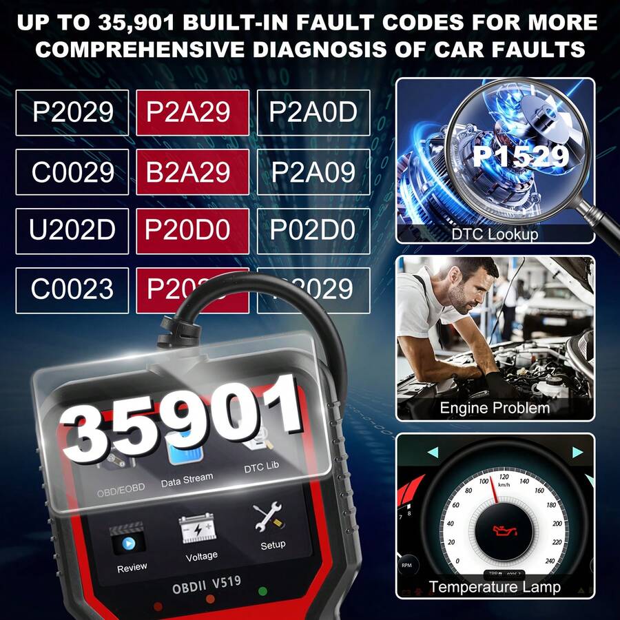 V519 Escáner profesional OBD2 - Herramienta de diagnóstico automotriz