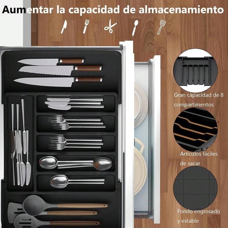 Organizador de cubiertos ajustable